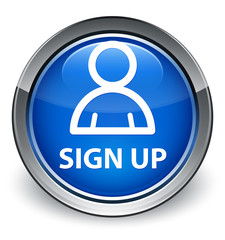 Sign up (member icon) optimum blue round button