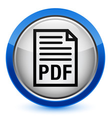 PDF document icon crystal blue round button