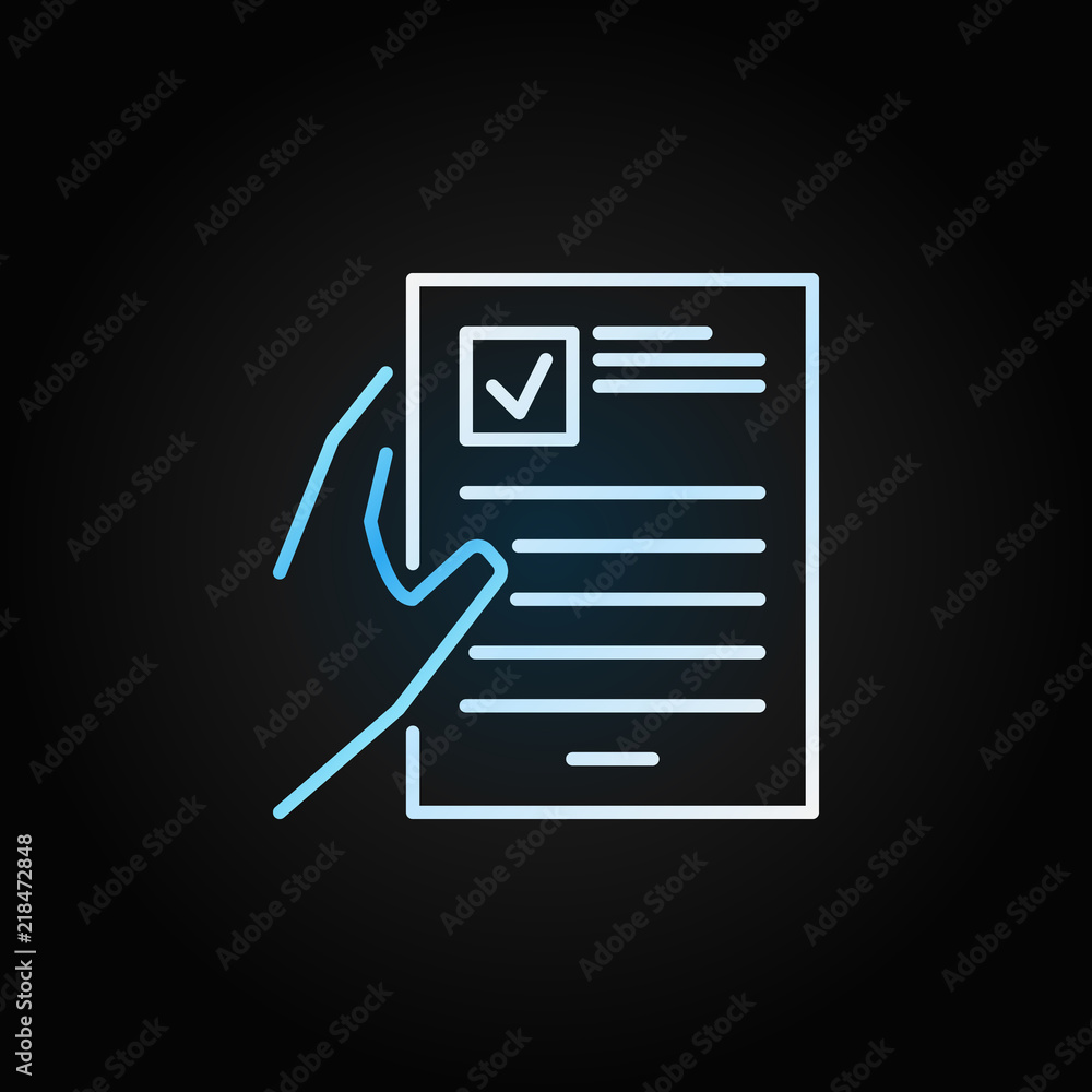 Poster hand with document vector creative icon in outline style