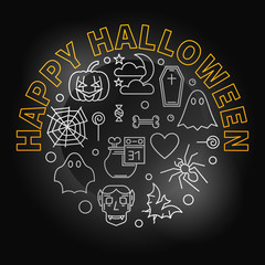 Happy Halloween round vector creative Holiday line illustration
