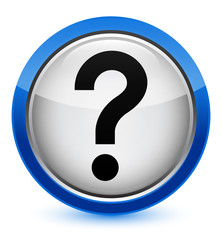 Question mark icon crystal blue round button