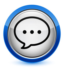 Talk bubble icon crystal blue round button