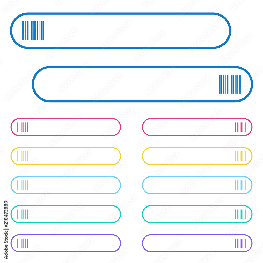 Poster barcode icons in rounded color menu buttons