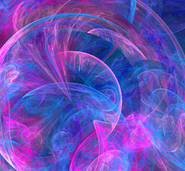 Abstract colorful blue and violet fractal on black background. Fantasy fractal texture. Digital art. 3D rendering. Computer genenerated image.