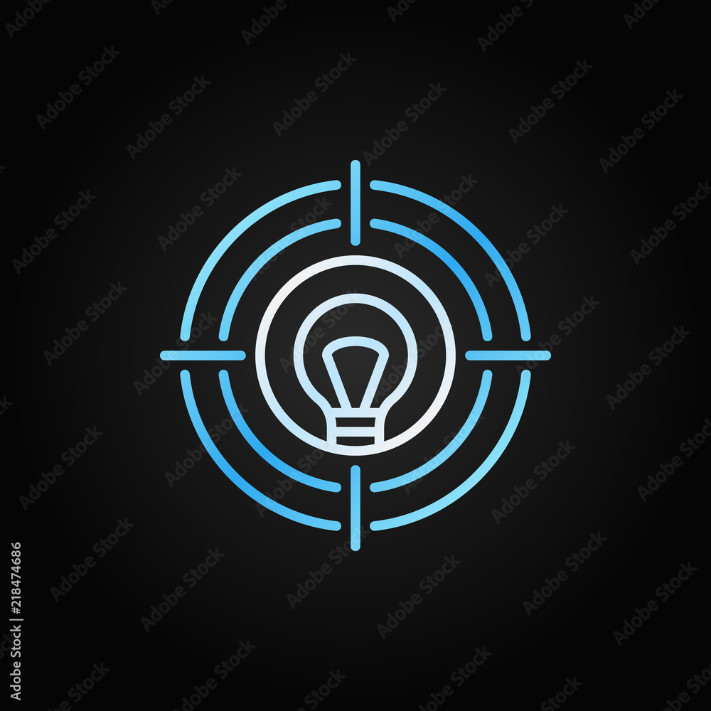 Poster lightbulb target vector outline colored icon or design element