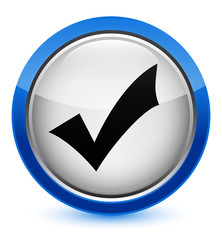 Validation icon crystal blue round button