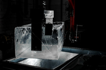 Process of machine ice producing on factory