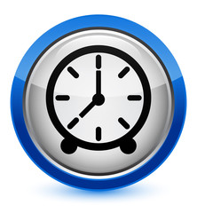 Clock icon crystal blue round button