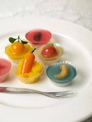 Coconut jelly Thai dessert with Look Choup