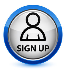 Sign up (member icon) crystal blue round button