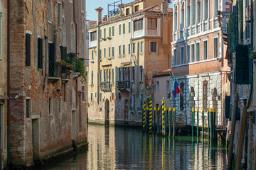 Fototapeta na wymiar View of a water channel in Venice Italy 