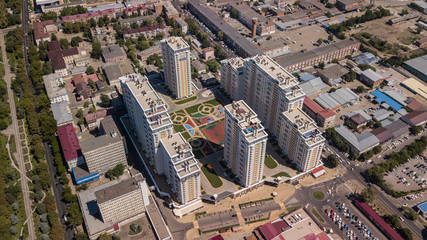Fototapeta na wymiar Krasnodar / Russia: Aerial view of Krasnodar city, Russia