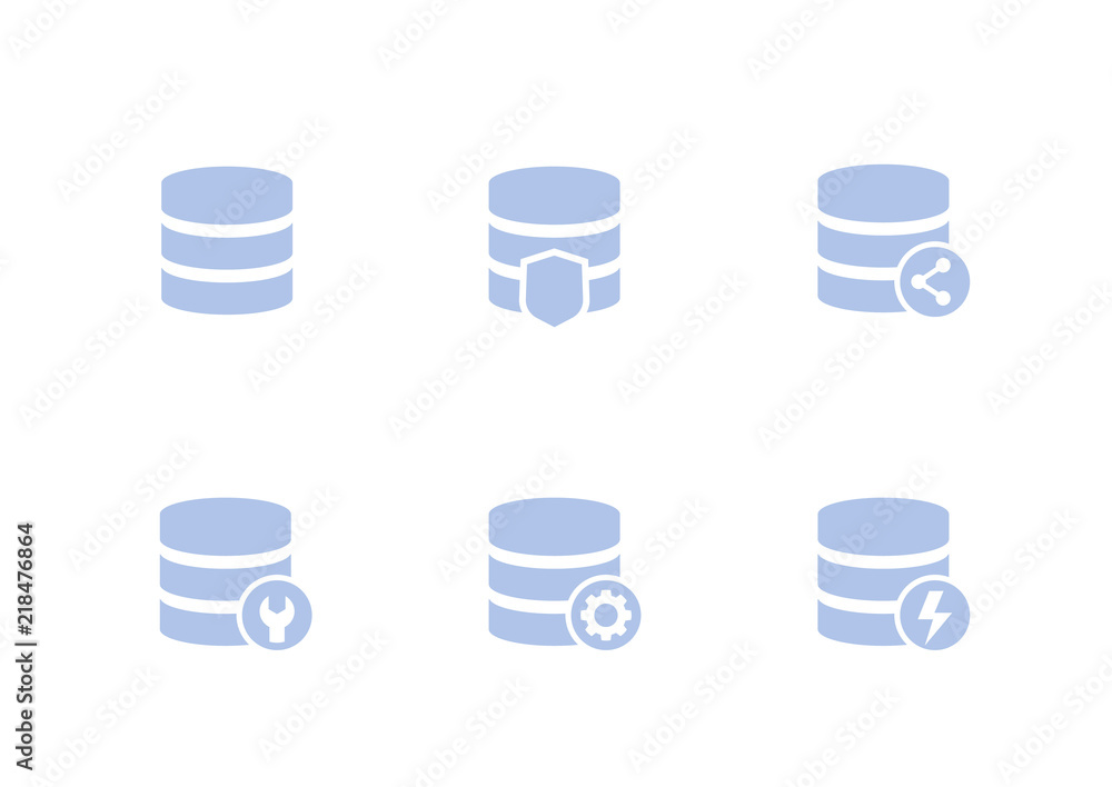 Poster database, data storage icons set