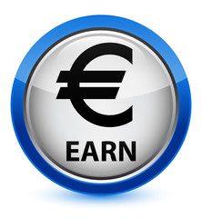 Earn (euro sign) crystal blue round button