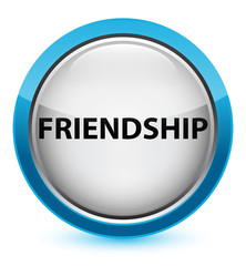 Friendship crystal cyan blue round button