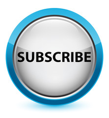 Subscribe crystal cyan blue round button
