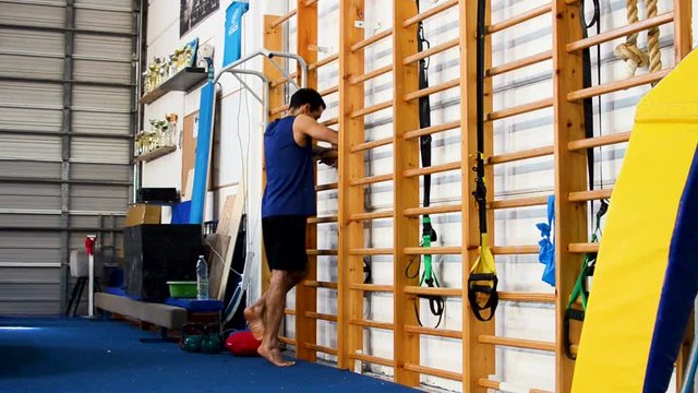 still shot of ankle exercises based on gymnastics fitness elements