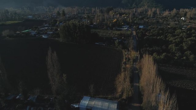 60 fps drone footage of Requegua's river in close to San Vicente Tagua tagua one of the majors agro areas of Chile