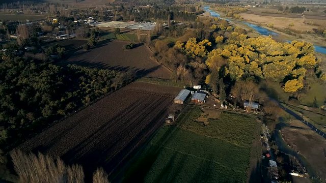 60 fps drone footage of Requegua's river in close to San Vicente Tagua tagua one of the majors agro areas of Chile