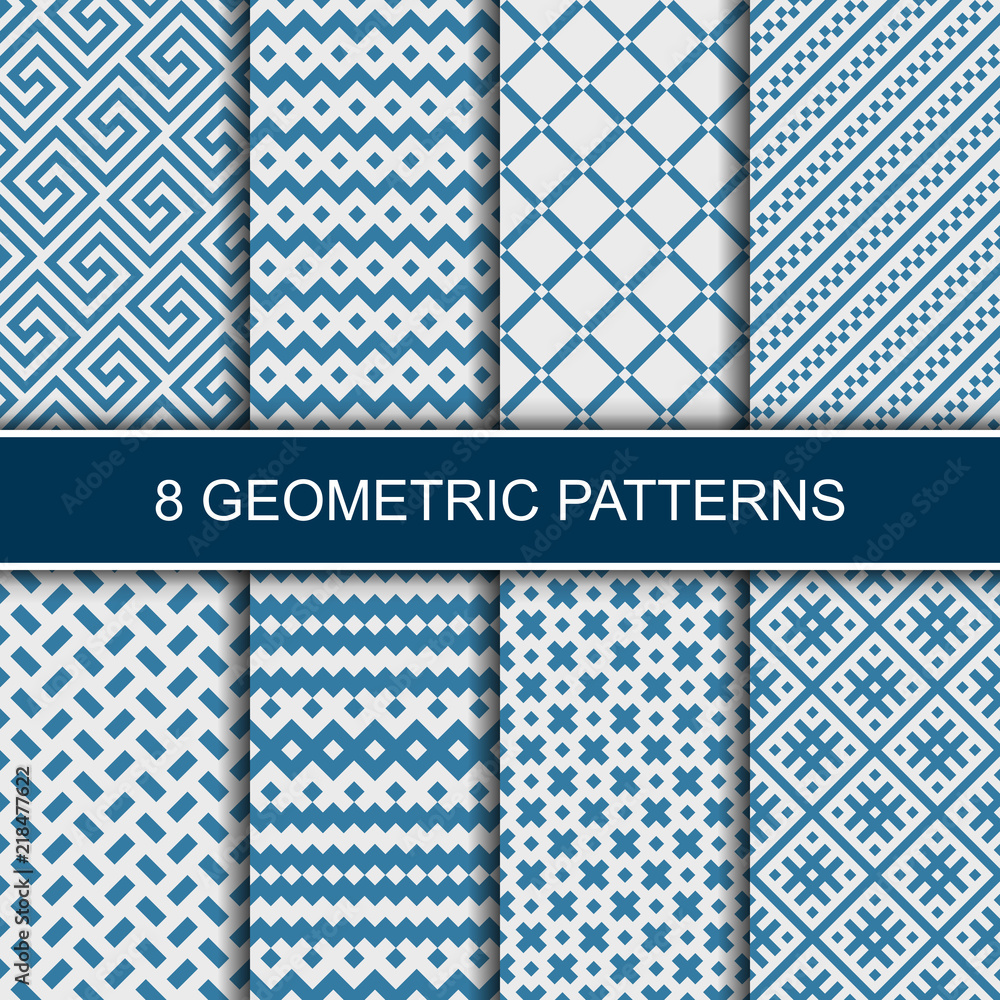 Leinwandbilder Set of vector geometric patterns. Collection of seamless patterns for your design. Vector illustration.