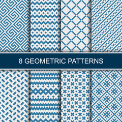 Set of vector geometric patterns. Collection of seamless patterns for your design. Vector illustration.