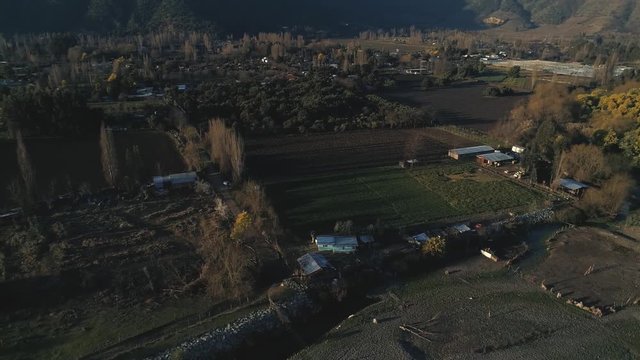 60 fps drone footage of Requegua's river in close to San Vicente Tagua tagua one of the majors agro areas of Chile