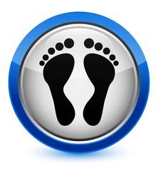 Footprint icon crystal blue round button