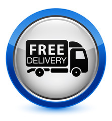 Free delivery truck icon crystal blue round button