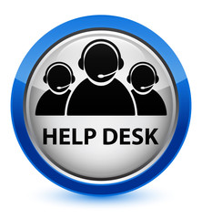 Help desk (customer care team icon) crystal blue round button