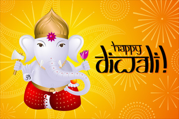 Obraz na płótnie Canvas Happy Diwali card with Ganesha