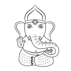 Ganesha - indian god - outline