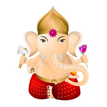 Ganesha - indian god - illustration, white background