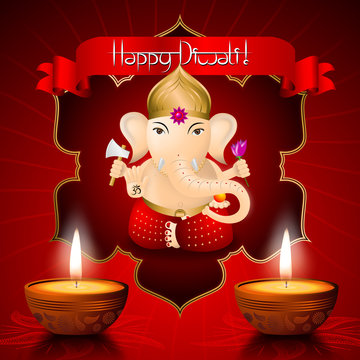 Happy Diwali card with Ganesha