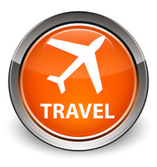 Travel (plane icon) optimum orange round button
