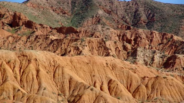 Fairy Tale Canyon, rock formations on the Issyk-Kul lake. Kyrgyzstan.Central Asia