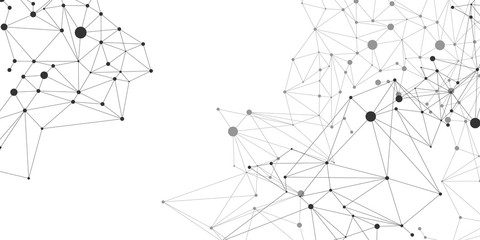 Network Connecting dot polygon background on isolated white background