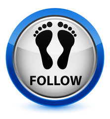 Follow (footprint icon) crystal blue round button
