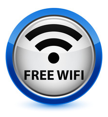 Free wifi crystal blue round button