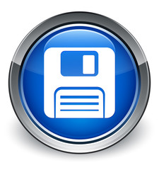 Floppy disk icon optimum blue round button