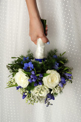 wedding, dress, body, flowers, fresh, peeling, hands, bridge, relations, couple, lifestyle, roses, men, women, white,