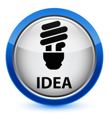 Idea (bulb icon) crystal blue round button