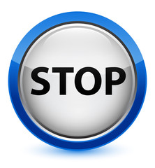 Stop crystal blue round button