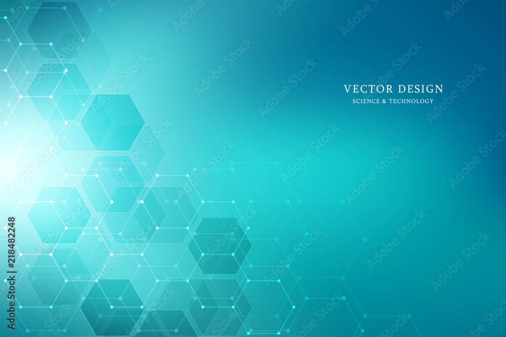 Aufkleber Vector medical background from hexagons. Geometric elements of design for modern communications, medicine, science and digital technology. Hexagon pattern background.