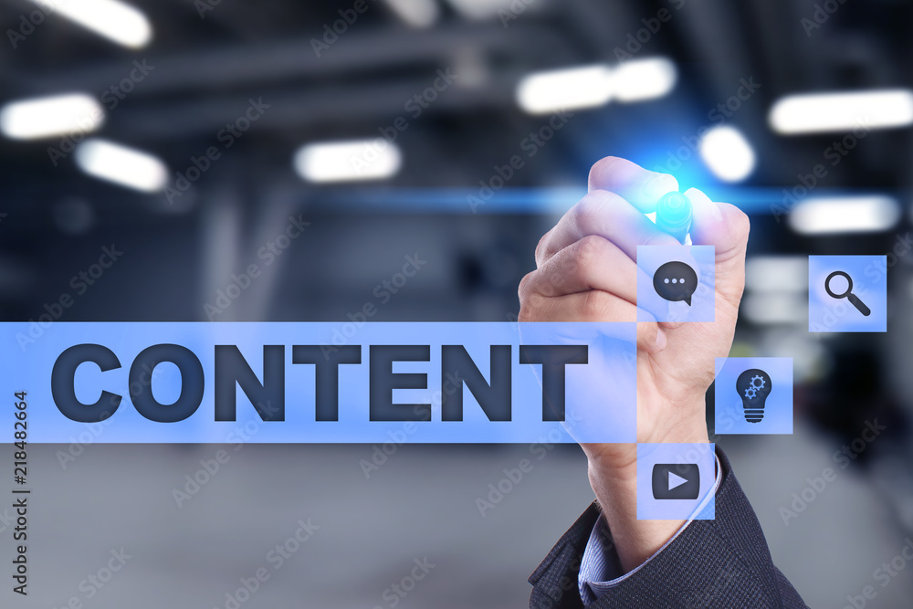 Poster content text on virtual screen. business technology and internet concept.?