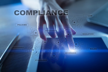 Compliance on the virtual screen. Business concept.