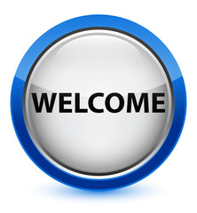 Welcome crystal blue round button
