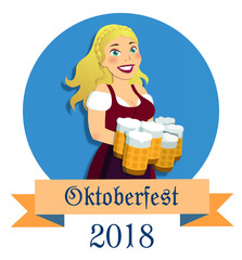 Banner schöne Frau Oktoberfest 2018 rot