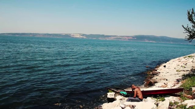 A man alone on an Island