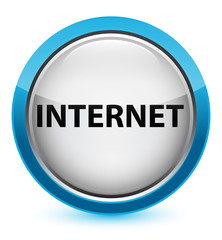 Internet crystal cyan blue round button