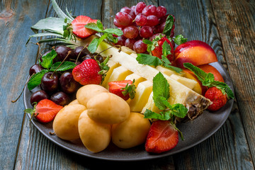 Fruit on a white plate
